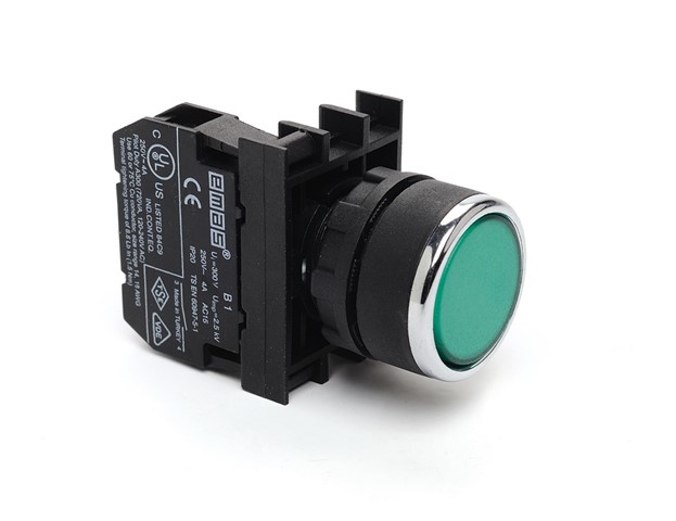 B Series Plastic 1NO Spring Flush Green 22 mm Control Unit